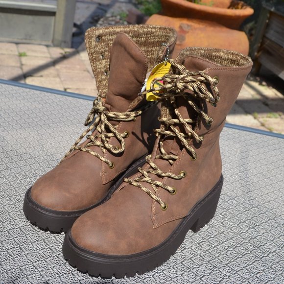 NEW Women's SKECHERS Brown Memory Foam Boots Hiking Work KNIT BUZZ Size 7 - Picture 6 of 9